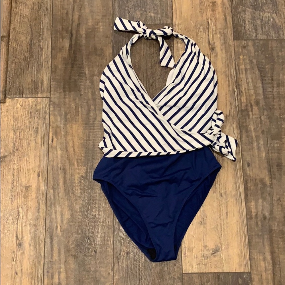 Ralph Lauren navy and striped one piece